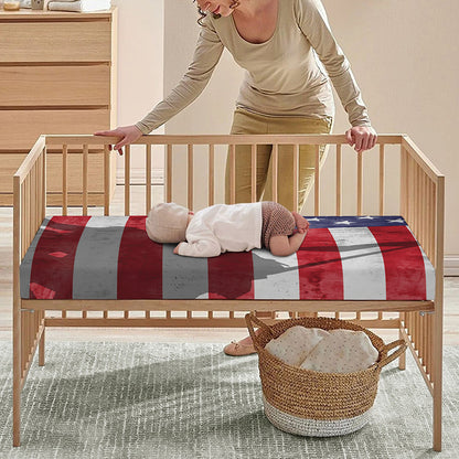 American Flag War Memorial Print Baby Crib Sheet