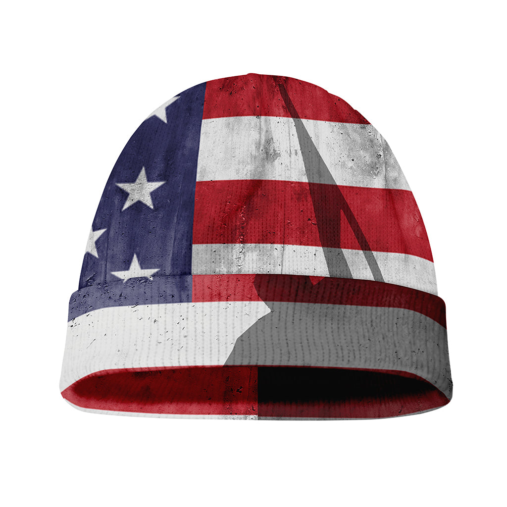 American Flag War Memorial Print Beanie