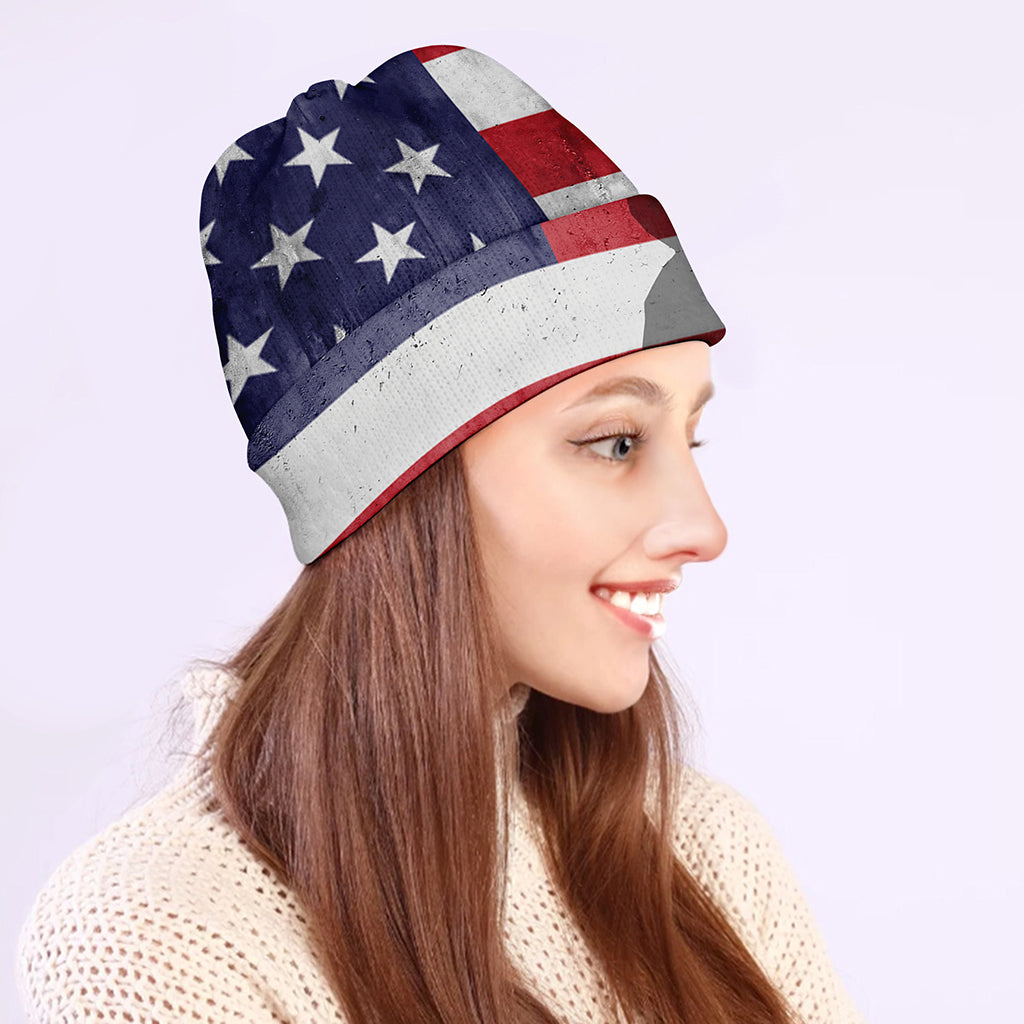 American Flag War Memorial Print Beanie