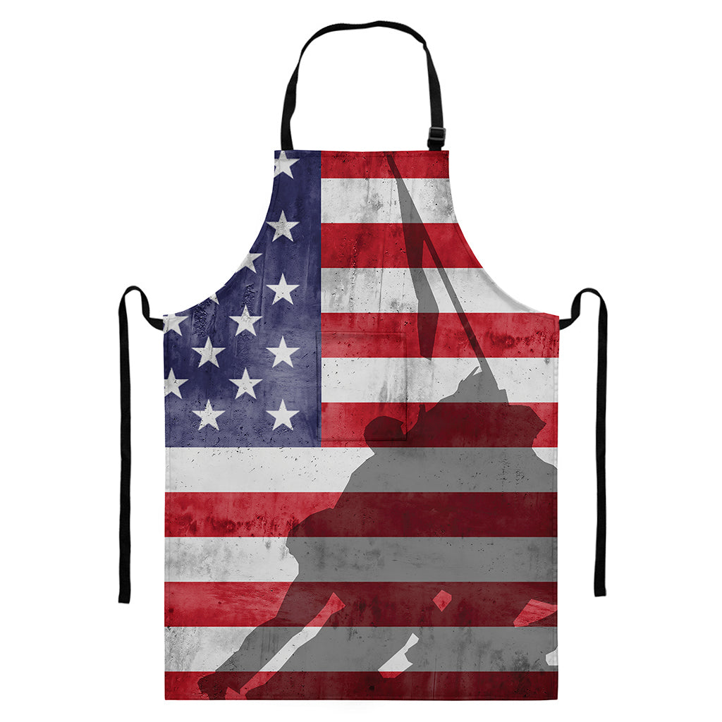 American Flag War Memorial Print Bib Apron With Pocket