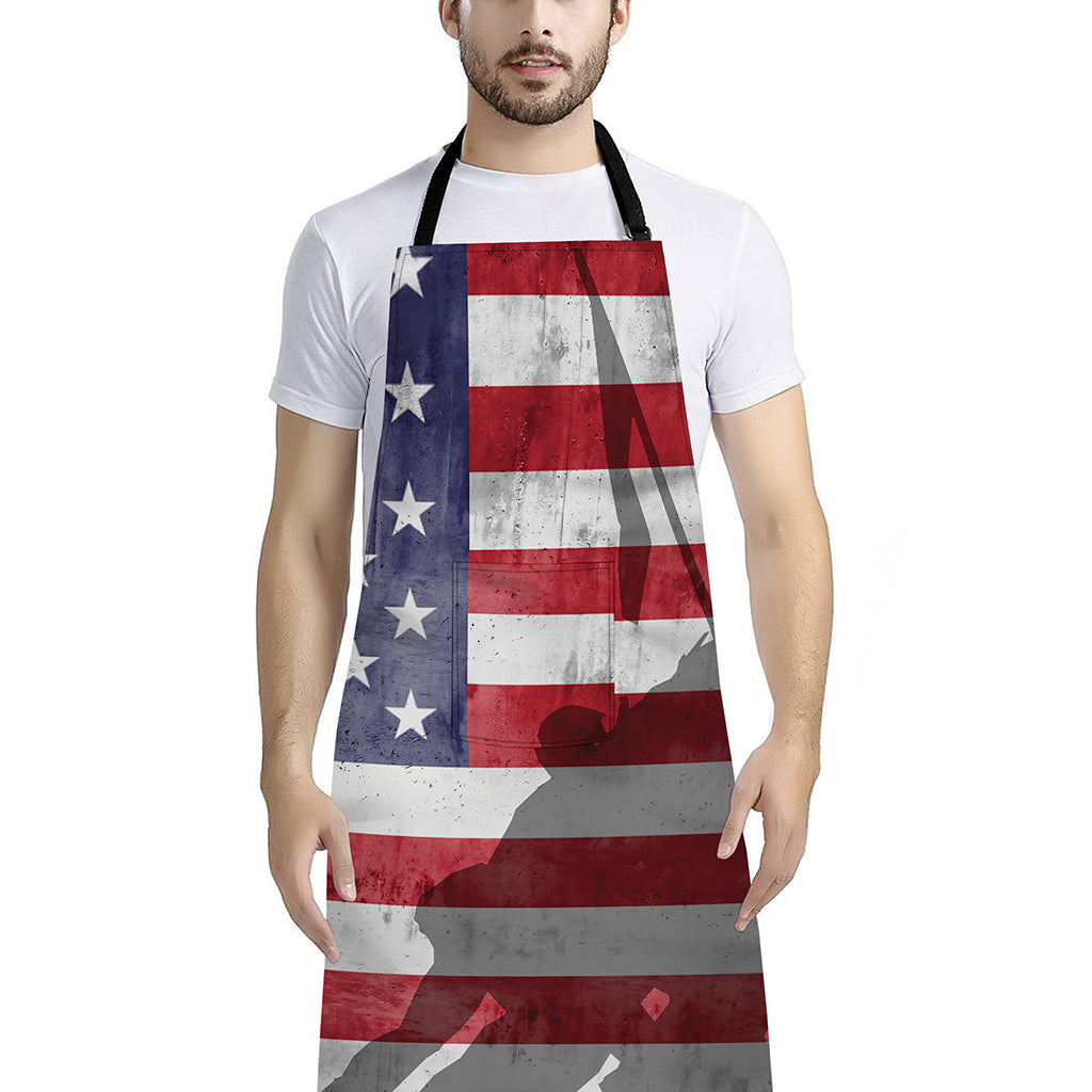 American Flag War Memorial Print Bib Apron With Pocket