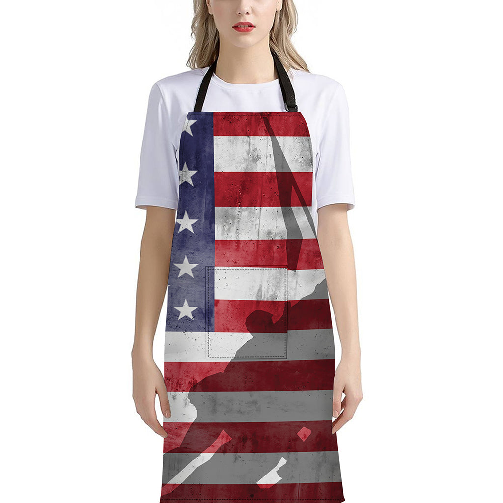 American Flag War Memorial Print Bib Apron With Pocket