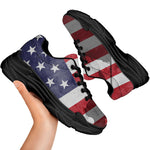 American Flag War Memorial Print Black Chunky Shoes