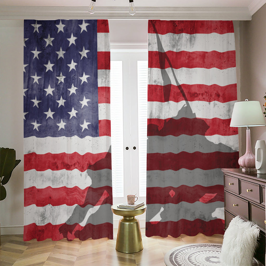 American Flag War Memorial Print Blackout Pencil Pleat Curtains
