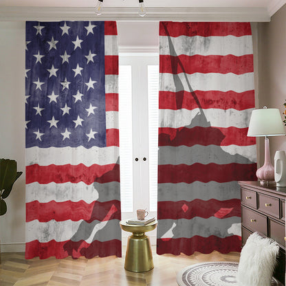 American Flag War Memorial Print Blackout Pencil Pleat Curtains