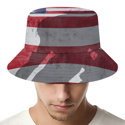 American Flag War Memorial Print Bucket Hat
