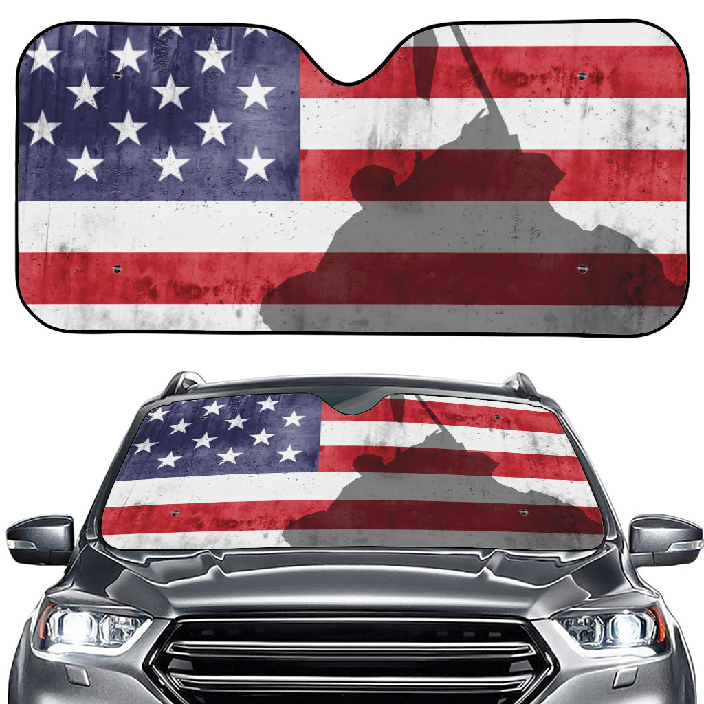 American Flag War Memorial Print Car Windshield Sun Shade