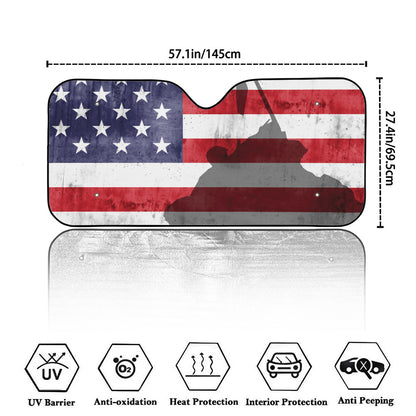 American Flag War Memorial Print Car Windshield Sun Shade