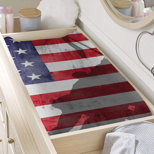 American Flag War Memorial Print Changing Pad Cover