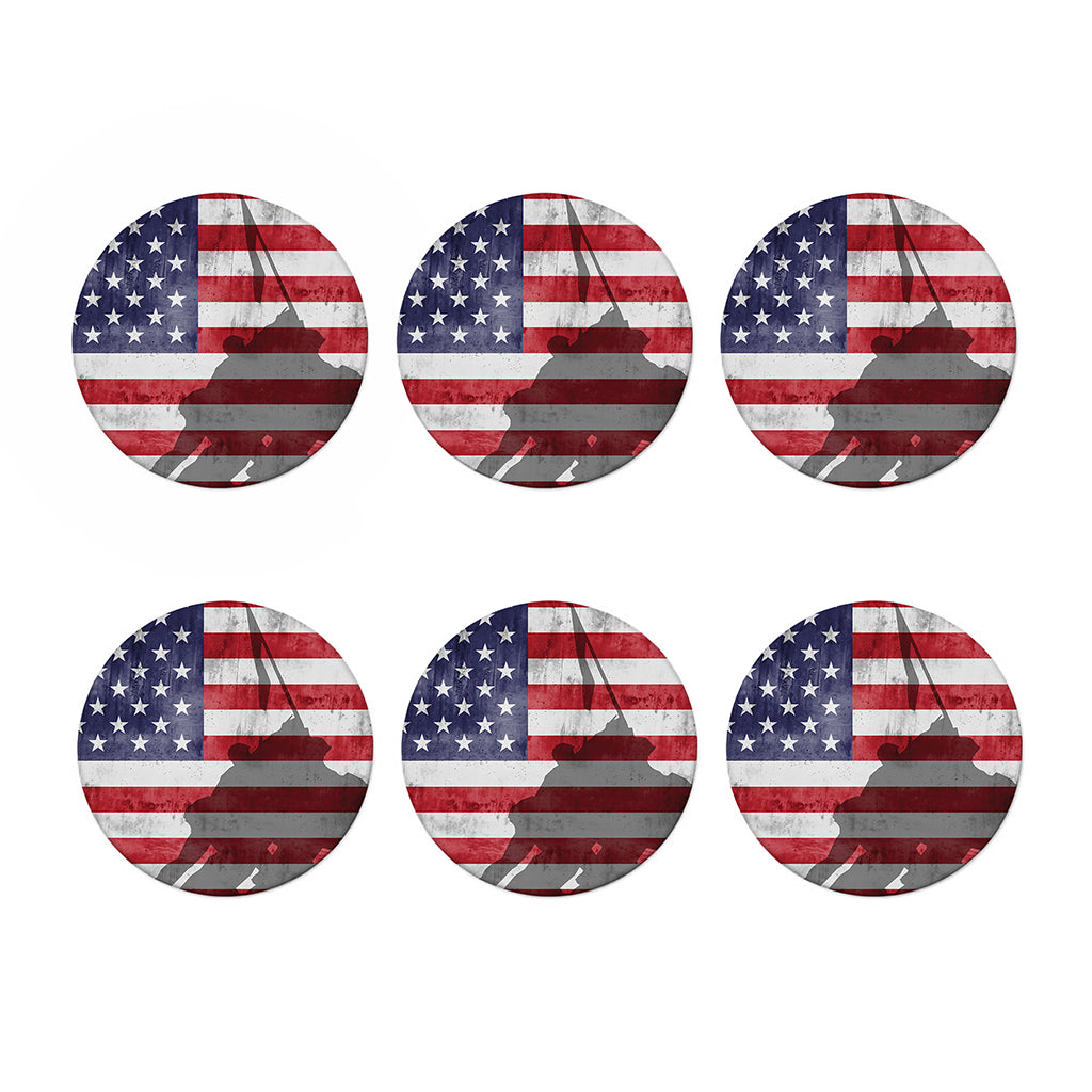 American Flag War Memorial Print Coaster Set