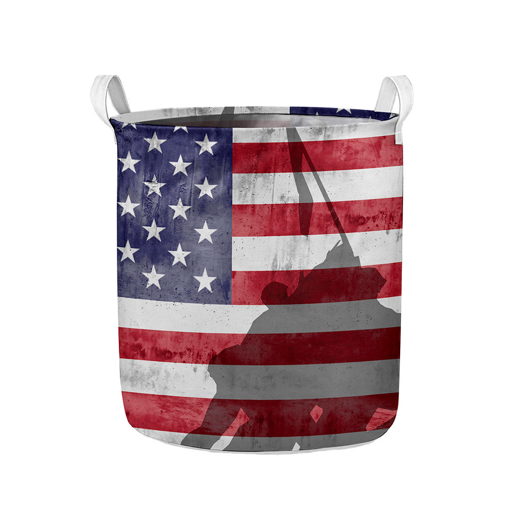 American Flag War Memorial Print Collapsible Laundry Basket
