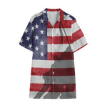American Flag War Memorial Print Cotton Hawaiian Shirt