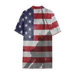 American Flag War Memorial Print Cotton Hawaiian Shirt
