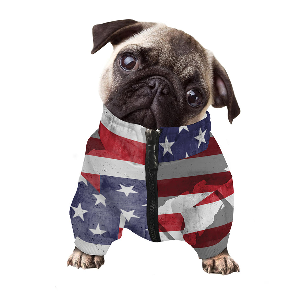 American Flag War Memorial Print Dog Zip Up Jacket