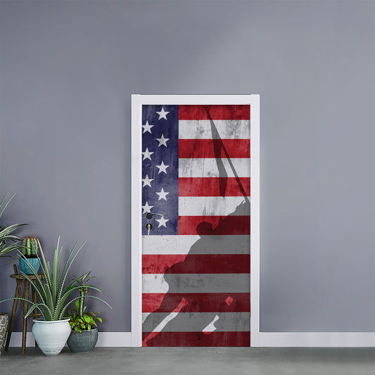 American Flag War Memorial Print Door Sticker