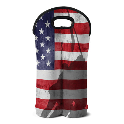American Flag War Memorial Print Double Neoprene Wine Tote