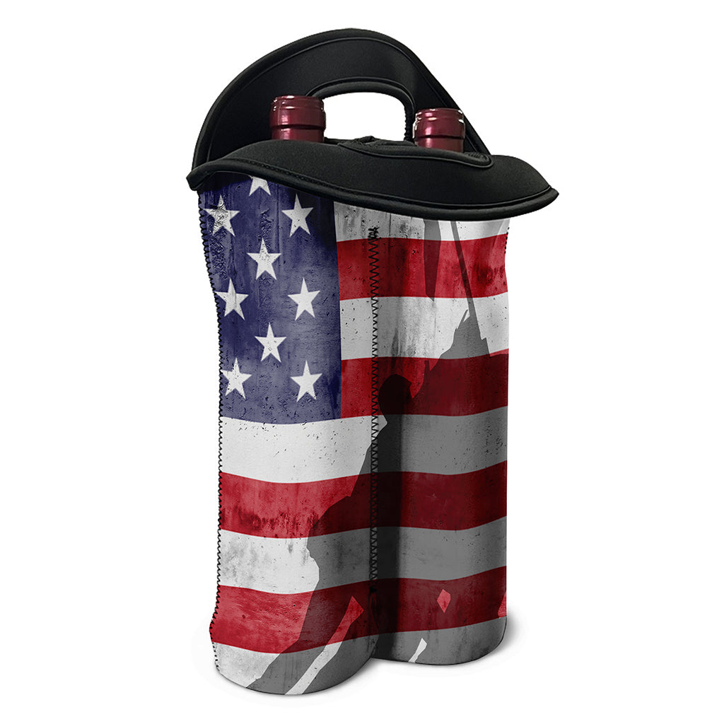 American Flag War Memorial Print Double Neoprene Wine Tote