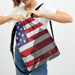 American Flag War Memorial Print Drawstring Backpack