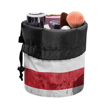 American Flag War Memorial Print Drawstring Makeup Bag