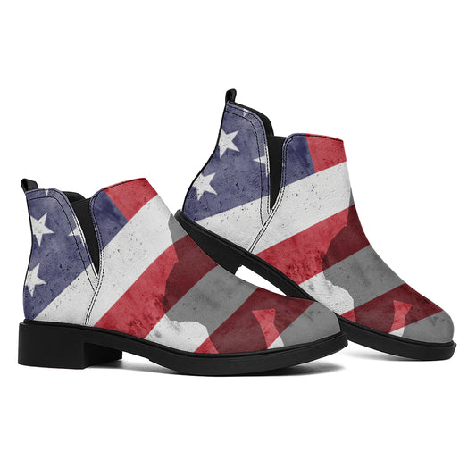 American Flag War Memorial Print Flat Ankle Boots