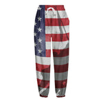 American Flag War Memorial Print Fleece Lined Knit Pants
