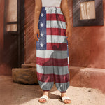 American Flag War Memorial Print Harem Pants