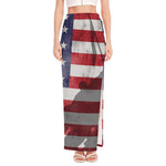 American Flag War Memorial Print High Slit Maxi Skirt