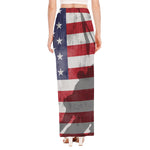 American Flag War Memorial Print High Slit Maxi Skirt