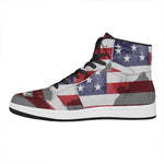 American Flag War Memorial Print High Top Leather Sneakers