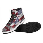 American Flag War Memorial Print High Top Leather Sneakers