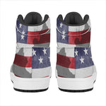American Flag War Memorial Print High Top Leather Sneakers