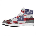 American Flag War Memorial Print High Top Leather Sneakers