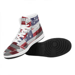 American Flag War Memorial Print High Top Leather Sneakers