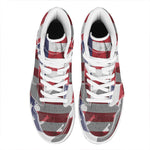 American Flag War Memorial Print High Top Leather Sneakers