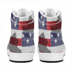 American Flag War Memorial Print High Top Leather Sneakers