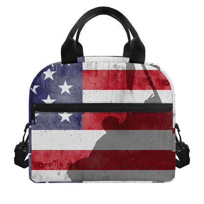American Flag War Memorial Print Insulated Lunch Bag