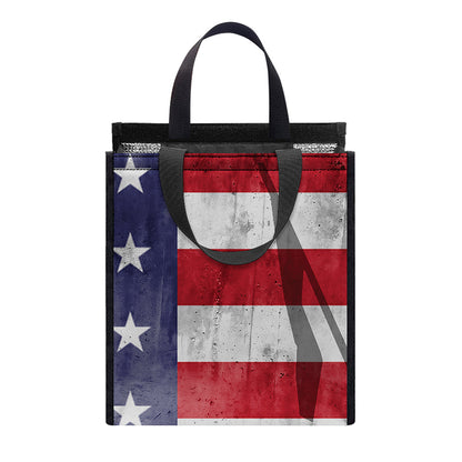 American Flag War Memorial Print Insulated Lunch Tote