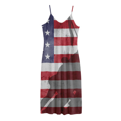 American Flag War Memorial Print Jersey Midi Cami Dress