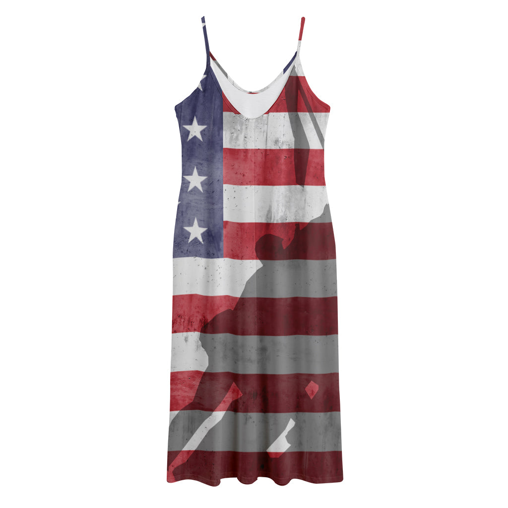 American Flag War Memorial Print Jersey Midi Cami Dress