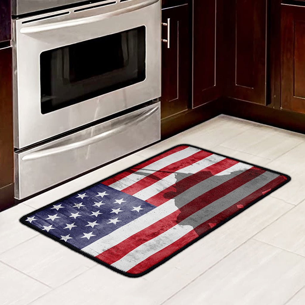 American Flag War Memorial Print Kitchen Mat
