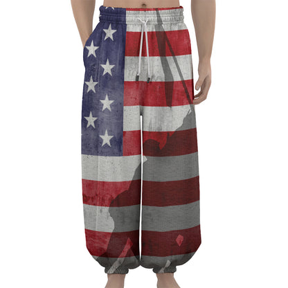 American Flag War Memorial Print Lantern Pants
