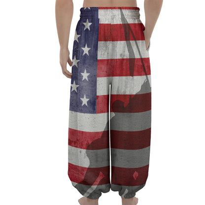 American Flag War Memorial Print Lantern Pants