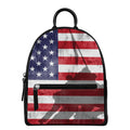 American Flag War Memorial Print Leather Backpack