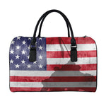 American Flag War Memorial Print Leather Duffle Bag