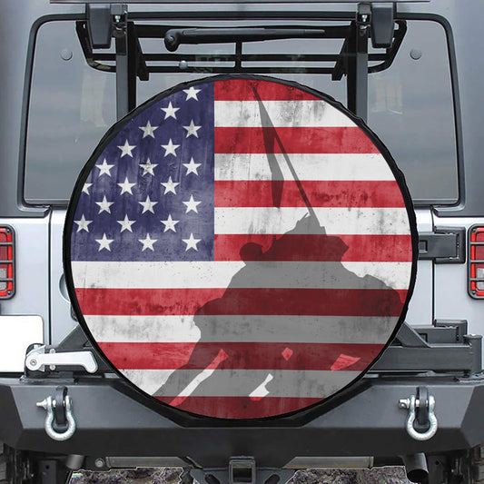 American Flag War Memorial Print Leather Spare Tire Cover