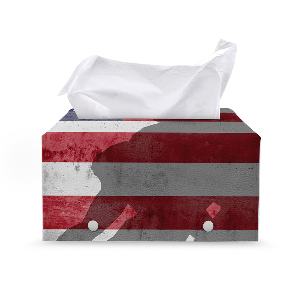 American Flag War Memorial Print Leather Tissue Box Cover