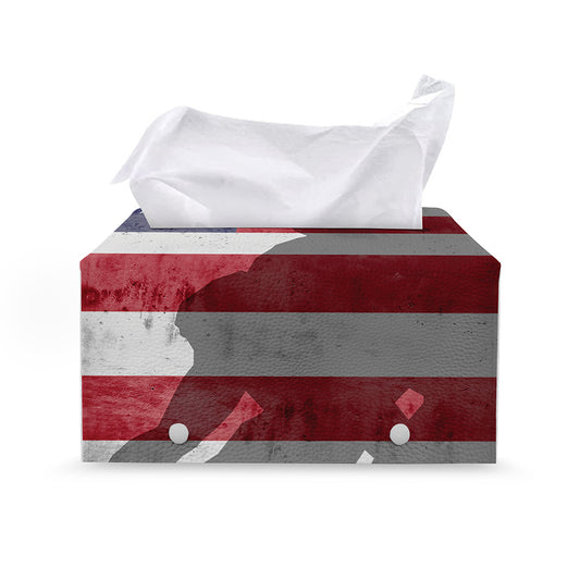 American Flag War Memorial Print Leather Tissue Box Cover