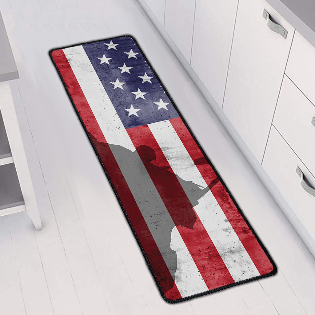 American Flag War Memorial Print Long Kitchen Mat