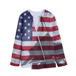American Flag War Memorial Print Long Sleeve Short Coat