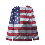 American Flag War Memorial Print Long Sleeve Short Coat